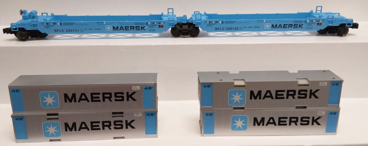 Lionel 6-36935 O Maersk Intermodal Maxi-Stack Car LN/Box