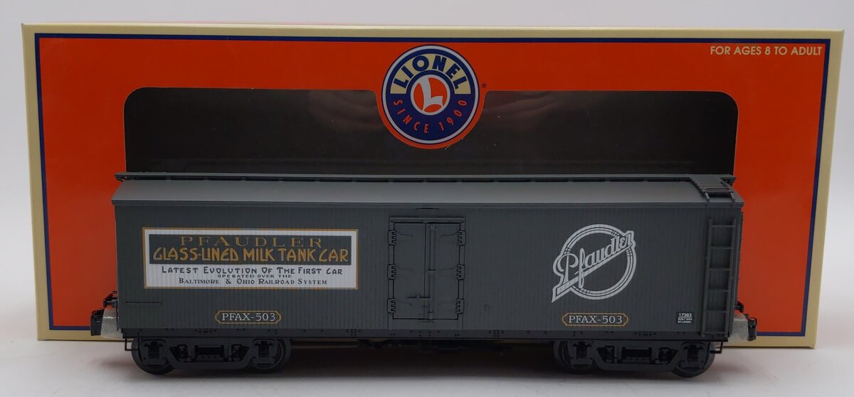 Lionel 6-17363 O Gauge Pfaudler Milk Billboard Refrigerator Car #503