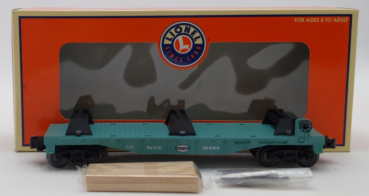 Lionel 6-19486 O Gauge New York Central Stake Flatcar w/Wood Load NIB