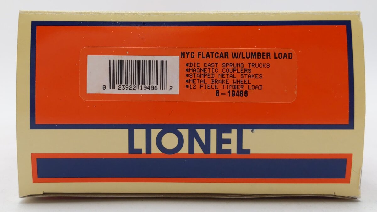 Lionel 6-19486 O Gauge New York Central Stake Flatcar w/Wood Load NIB