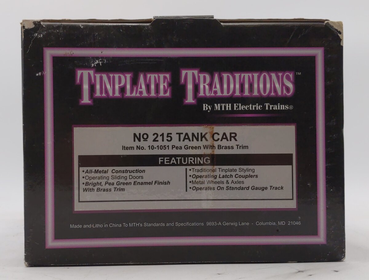 MTH 10-1051 Standard Gauge 215 Green Tank Car LN/Box