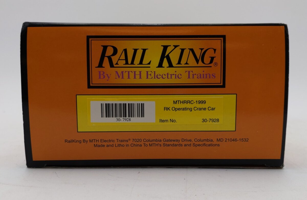 MTH 30-7928 O Gauge MTHRRC 1999 Operating Crane Car LN/Box