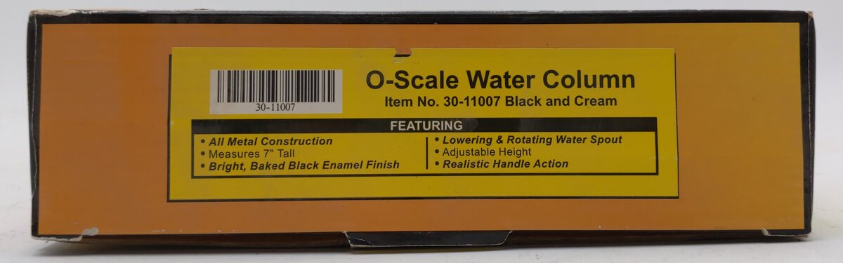 MTH 30-11007 O Scale Die Cast Adjustable Black & Cream Water Column NIB