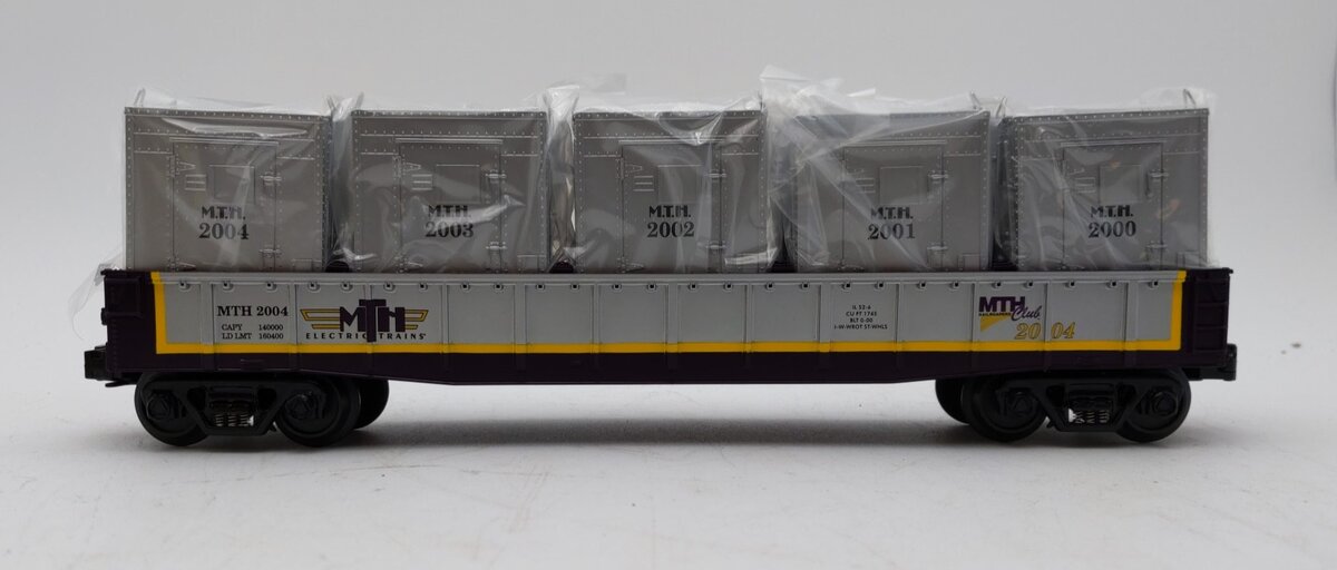 MTH 30-7267 O Gauge MTHRRC 2004 Gondola with 5 LCL Containers MT/Box