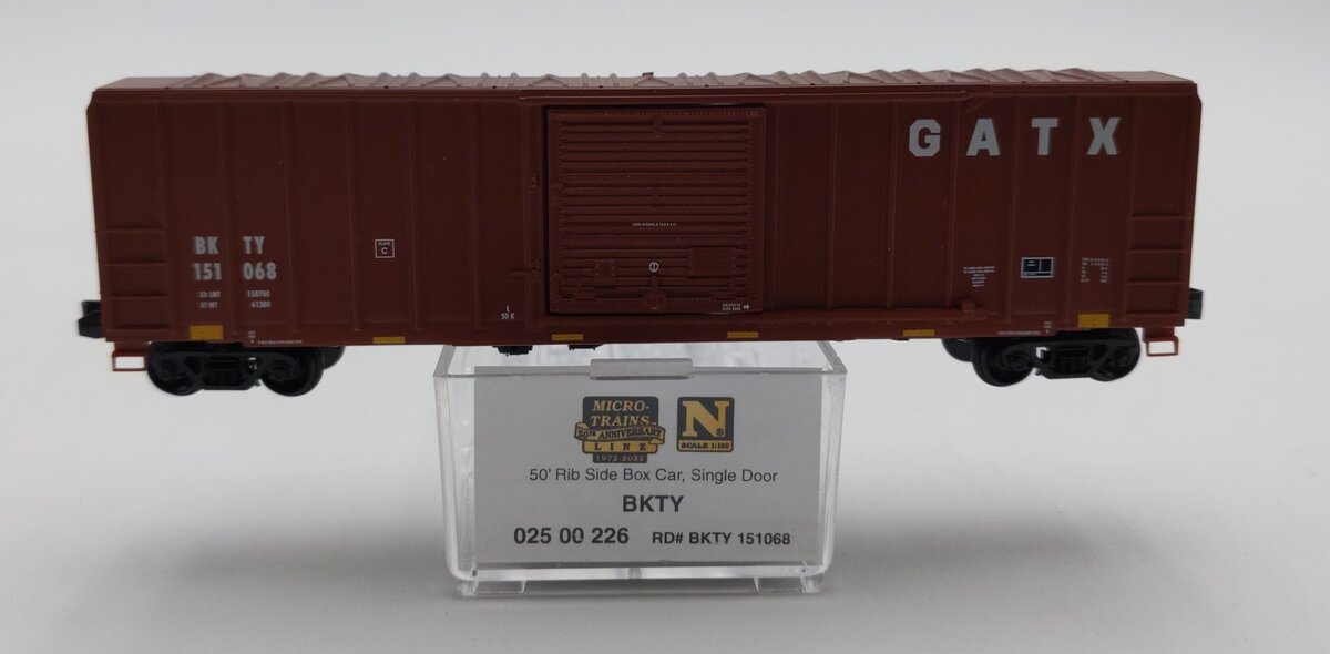 Micro-Trains 02500226 N BKTY GATX 50' Rib Side Single Door Boxcar #151068