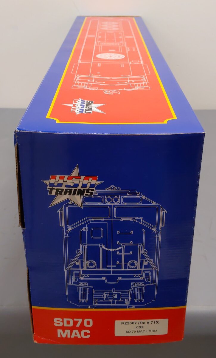 USA Trains R22607 G Gauge CSX SD70 MAC Blue/Gray Diesel Locomotive #715 EX/Box