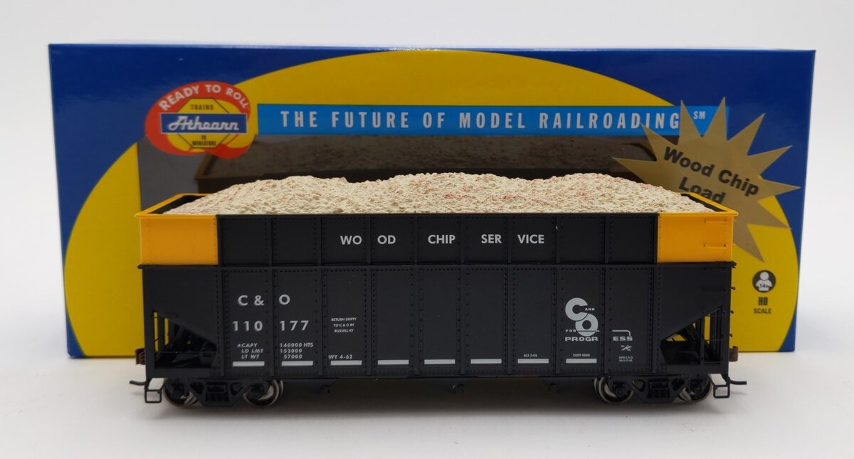 Athearn 76395 HO Chesapeake & Ohio 40' Wood Chip Hopper #110177