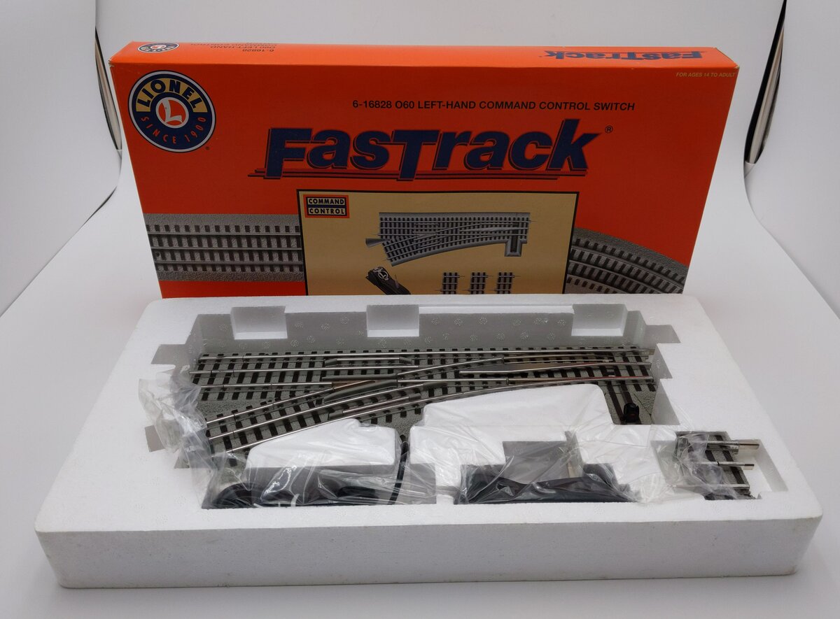 Lionel 6-16828 O60 FasTrack Command Control Left Hand Switch Turnout