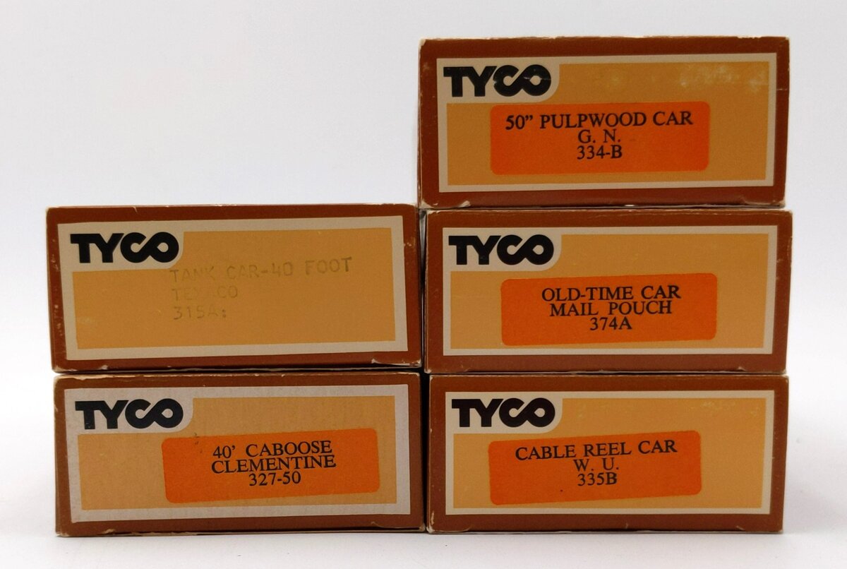 Tyco 315A/334-B/374-A/327-50/335-B HO Scale Assorted Freight Cars [5] EX/Box