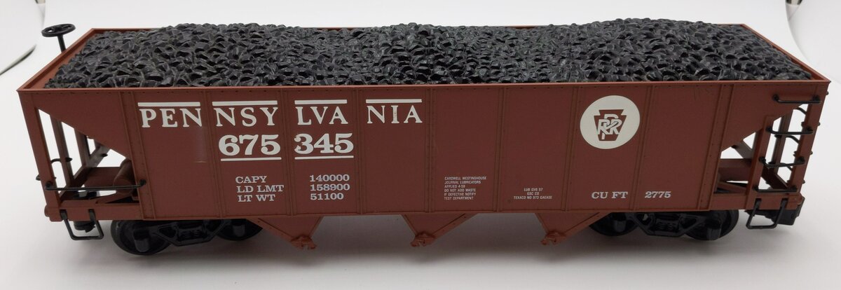 Bachmann 98214 G Scale Pennsylvania 3 Bay Hopper #675345 w/ Coal Load LN/Box