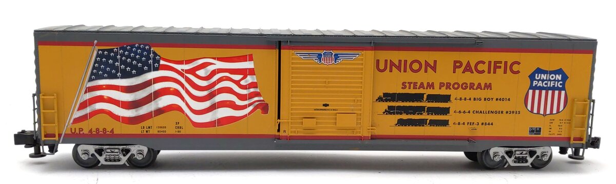 Lionel 6-85409 O Union Pacific Steam Program LED Flag Boxcar #4-8-8-4