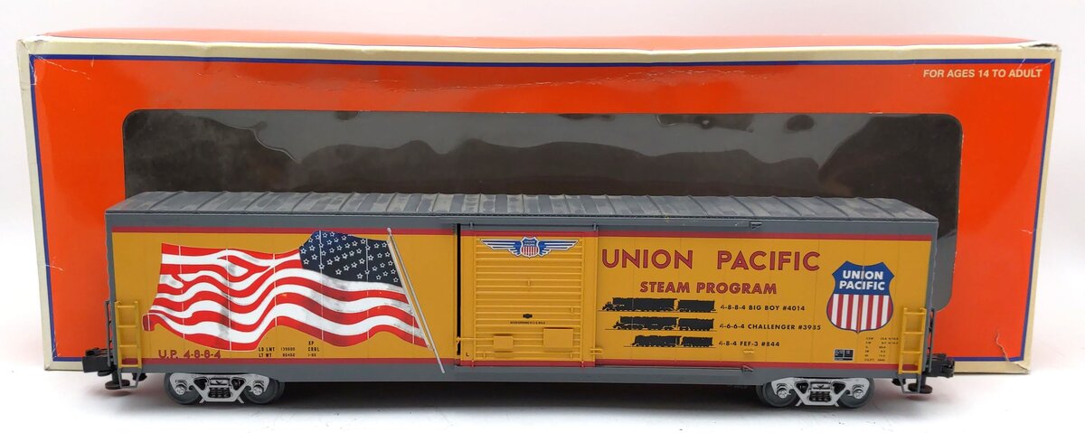 Lionel 6-85409 O Union Pacific Steam Program LED Flag Boxcar #4-8-8-4