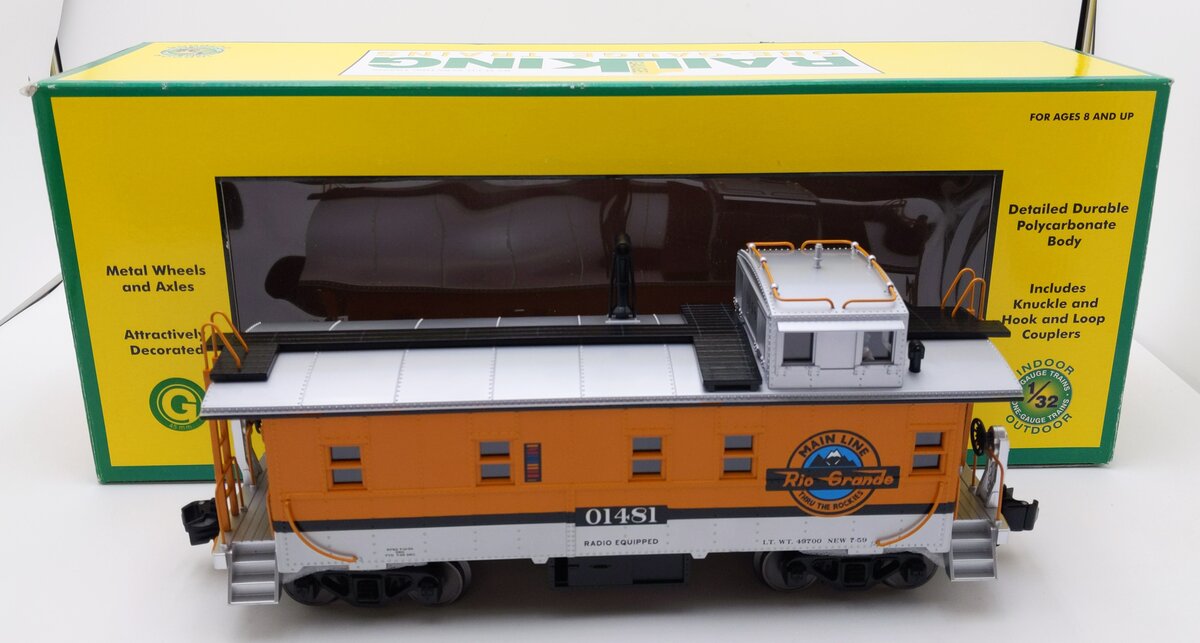 MTH 70-77026 G D&RGW Offset Steel Caboose Car #01481 w/ Metal Wheels