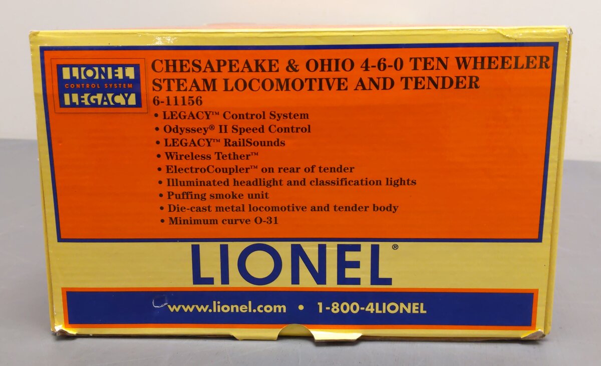 Lionel 6-11156 O Gauge C&O 4-6-0 Ten-Wheeler Steam Locomotive & Tender #377 LN/Box