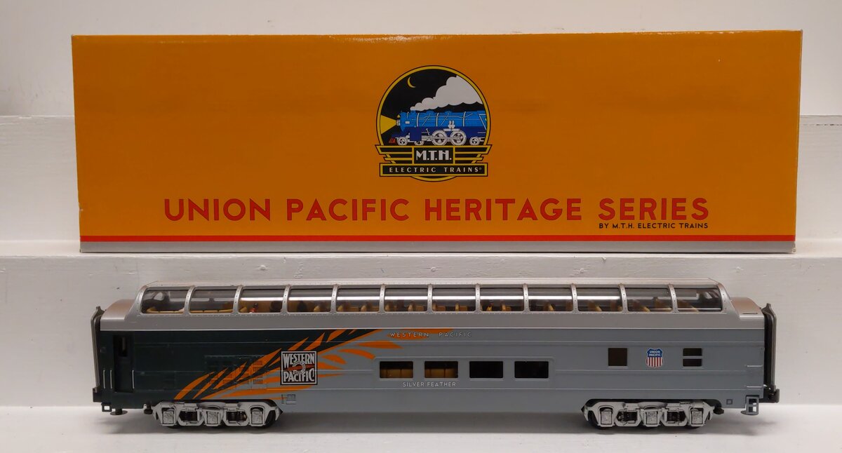MTH 20-67144 O Gauge Western Pacific 70' ABS Vista Dome Passenger Car