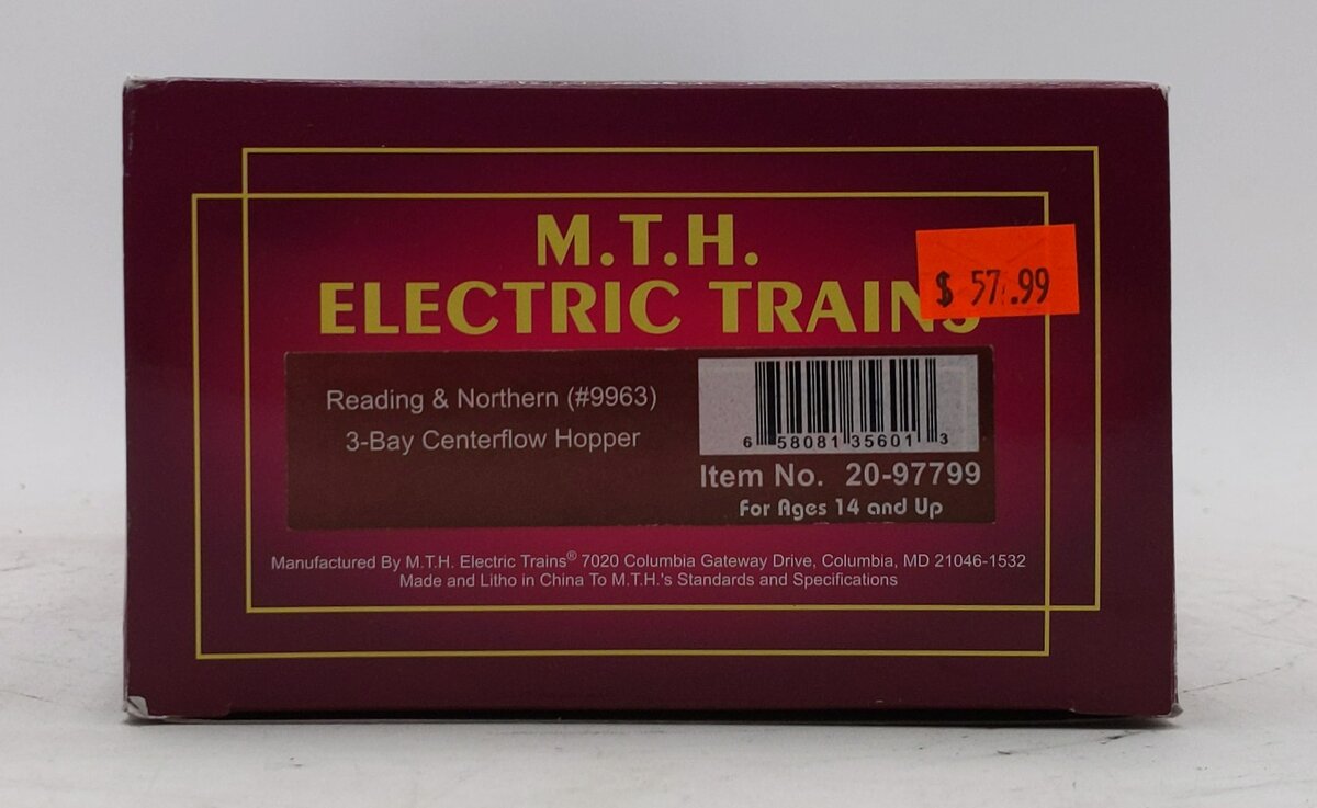 MTH 2097799 O Reading & Northern 3-Bay Centerflow Hopper #9966
