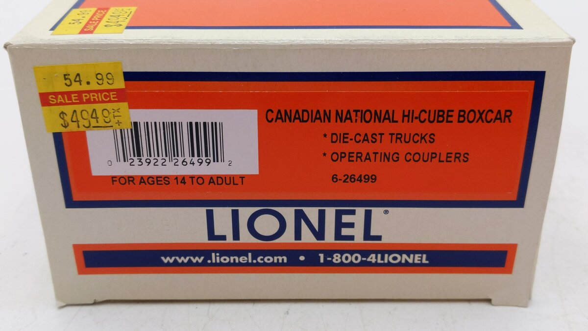 Lionel 6-26499 O Canadian National Hi-Cube Boxcar #799346