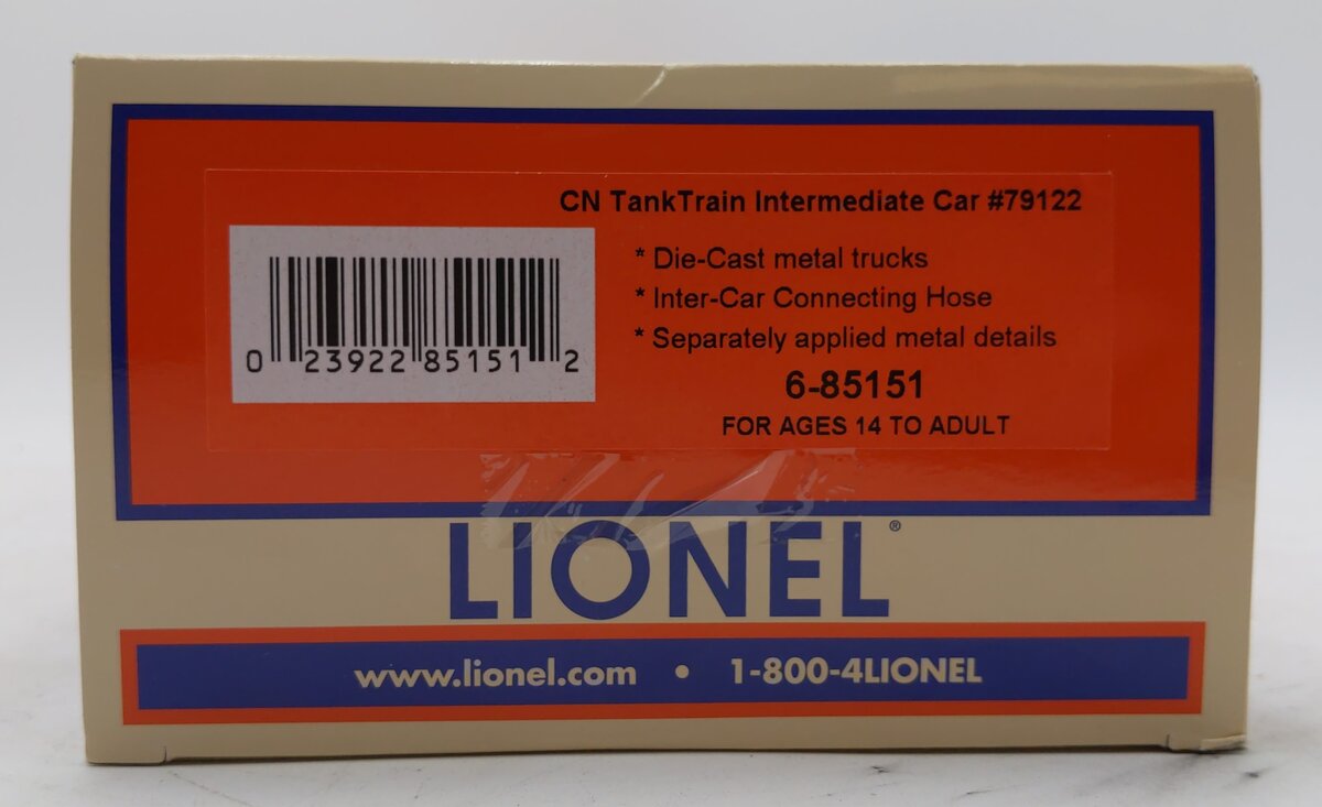 Lionel 6-85151 O Canadian National Tank Train Car White #79122