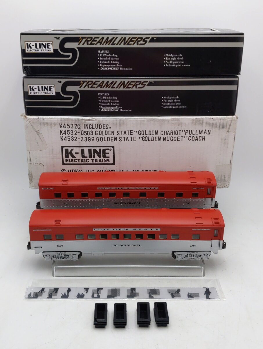 K-Line K4532C O Gauge Golden State 2-Car Passenger Set NIB