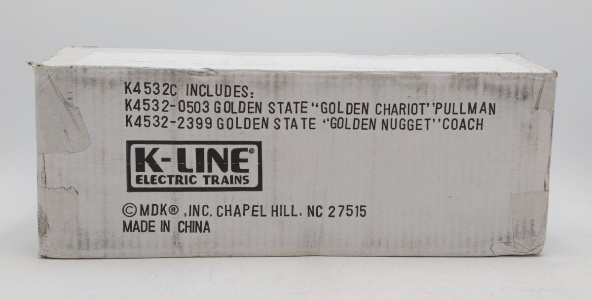 K-Line K4532C O Gauge Golden State 2-Car Passenger Set NIB