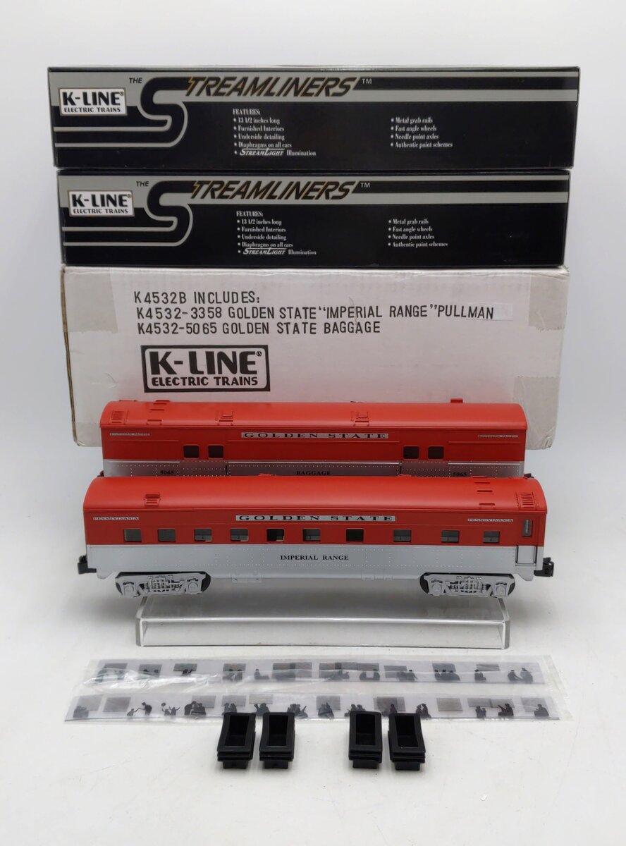K-Line K4532B O Golden State 13" Streamliner Passenger Cars (Set of 2) MT/Box