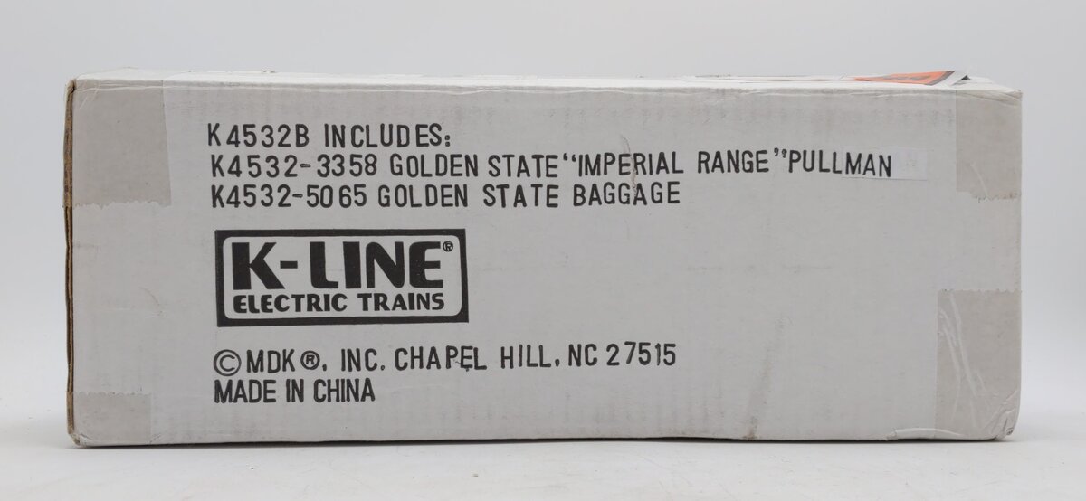 K-Line K4532B O Golden State 13" Streamliner Passenger Cars (Set of 2) MT/Box