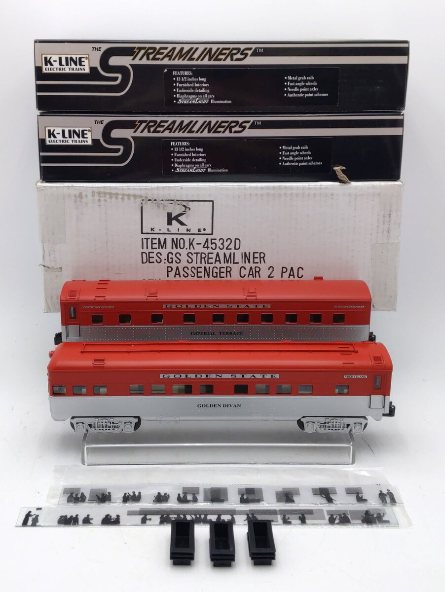 K-Line K4532D O Golden State Streamliner Passenger Cars (Set of 2) LN/Box