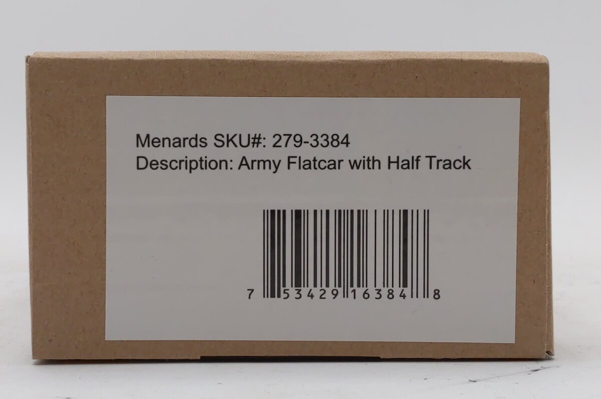 Menards 279-3384 O Gauge Army Flatcar w/ Half Track #15073 NIB