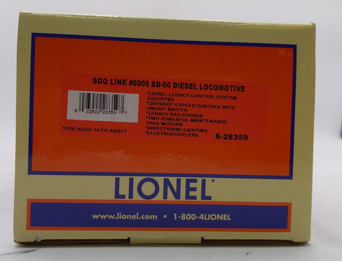Lionel 6-28359 Soo Line SD60 Diesel Locomotive #6005