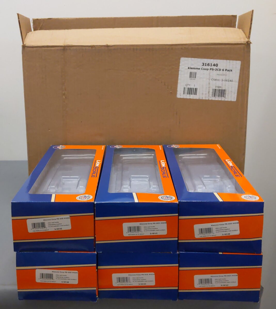 Lionel 3-16140 O Klemme Coop LS PS-2CD Covered Hopper 6-Car Set