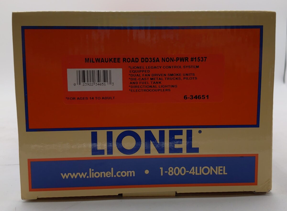 Lionel 6-34651 Milwaukee Road DD35A Non-Powered Diesel Locomotive #1537