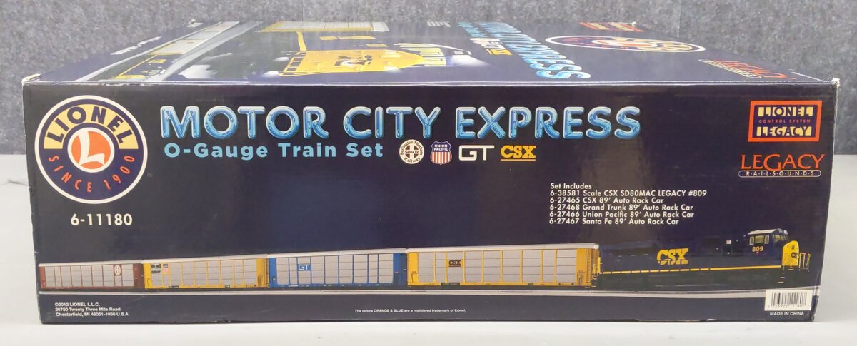 Lionel 6-11180 O CSX Modern SD80MAC Auto Carrier Diesel Train Set #809