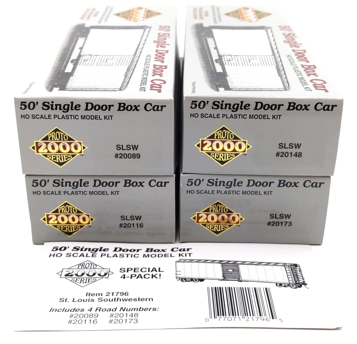 Proto 2000 21796 HO St. Louis Southwestern 50' Single Door Box Car (Pack of 4)