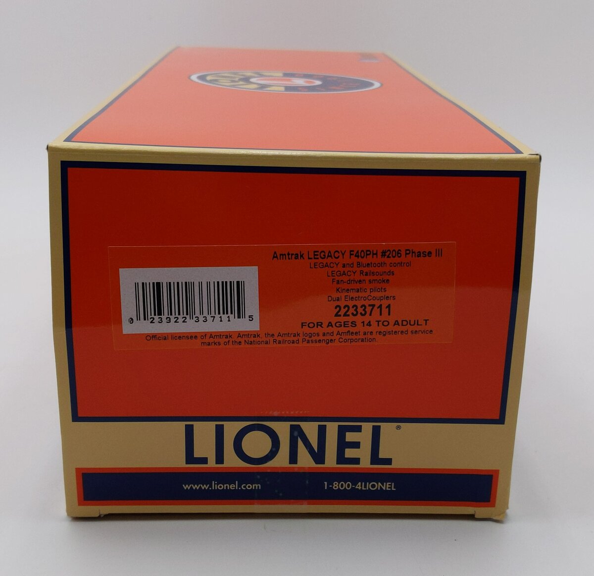 Lionel 2233711 O Amtrak Legacy F40PH Phase III Diesel Locomotive #206
