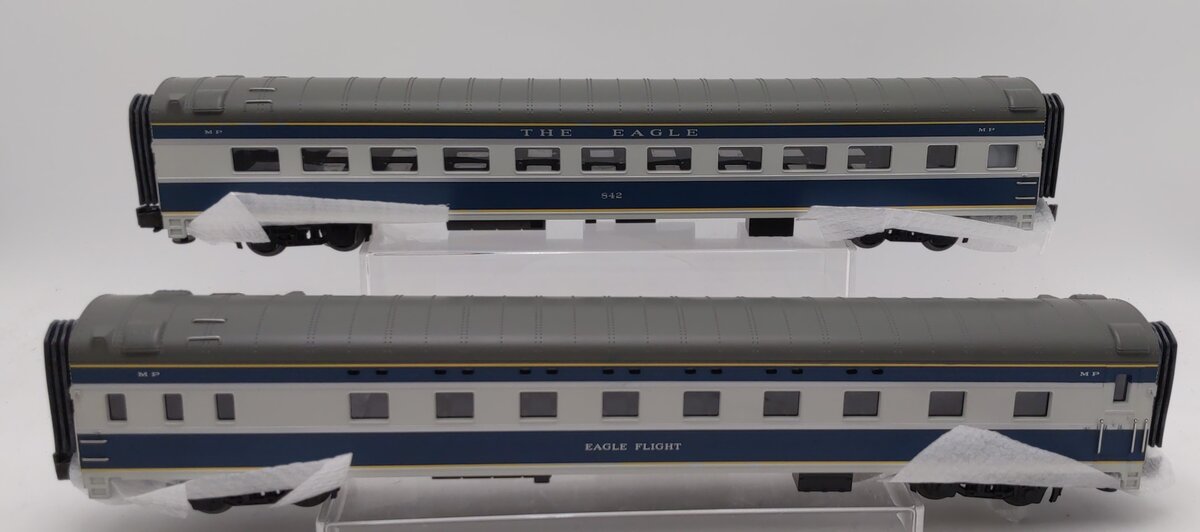 MTH 20-6667 O MP 70' Streamlined Sleeper/Diner Passenger Car Set (Set of 2) LN/Box