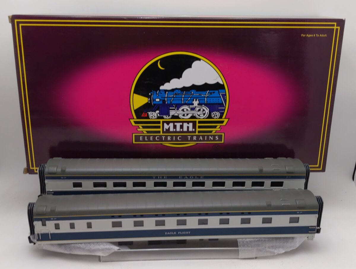 MTH 20-6667 O MP 70' Streamlined Sleeper/Diner Passenger Car Set (Set of 2) LN/Box