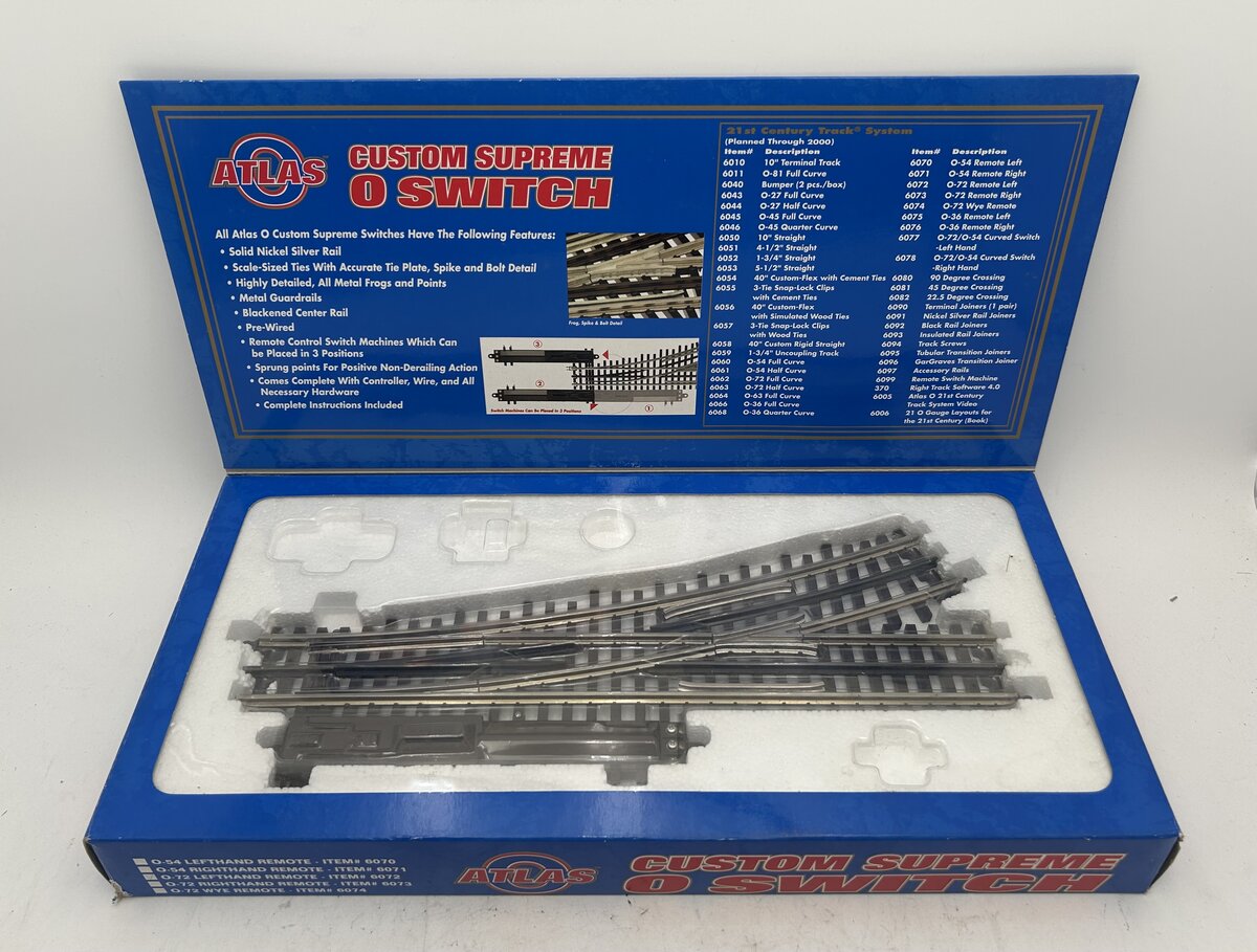 Atlas 6072 O Gauge Nickel Silver O-72 Left Hand Remote Switch Turnout