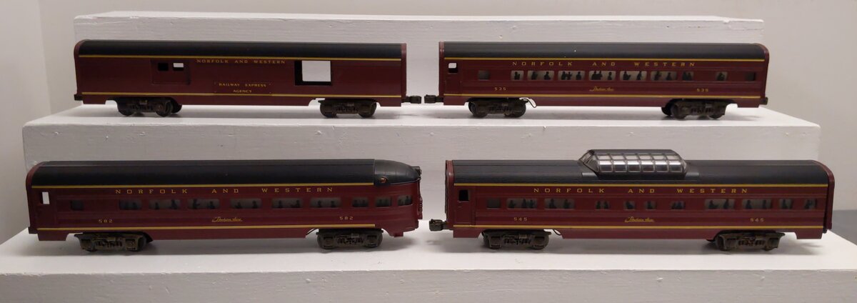 MTH 20-6014 O Gauge Norfolk & Western 60' Aluminum Passenger 4-Car Set LN/Box