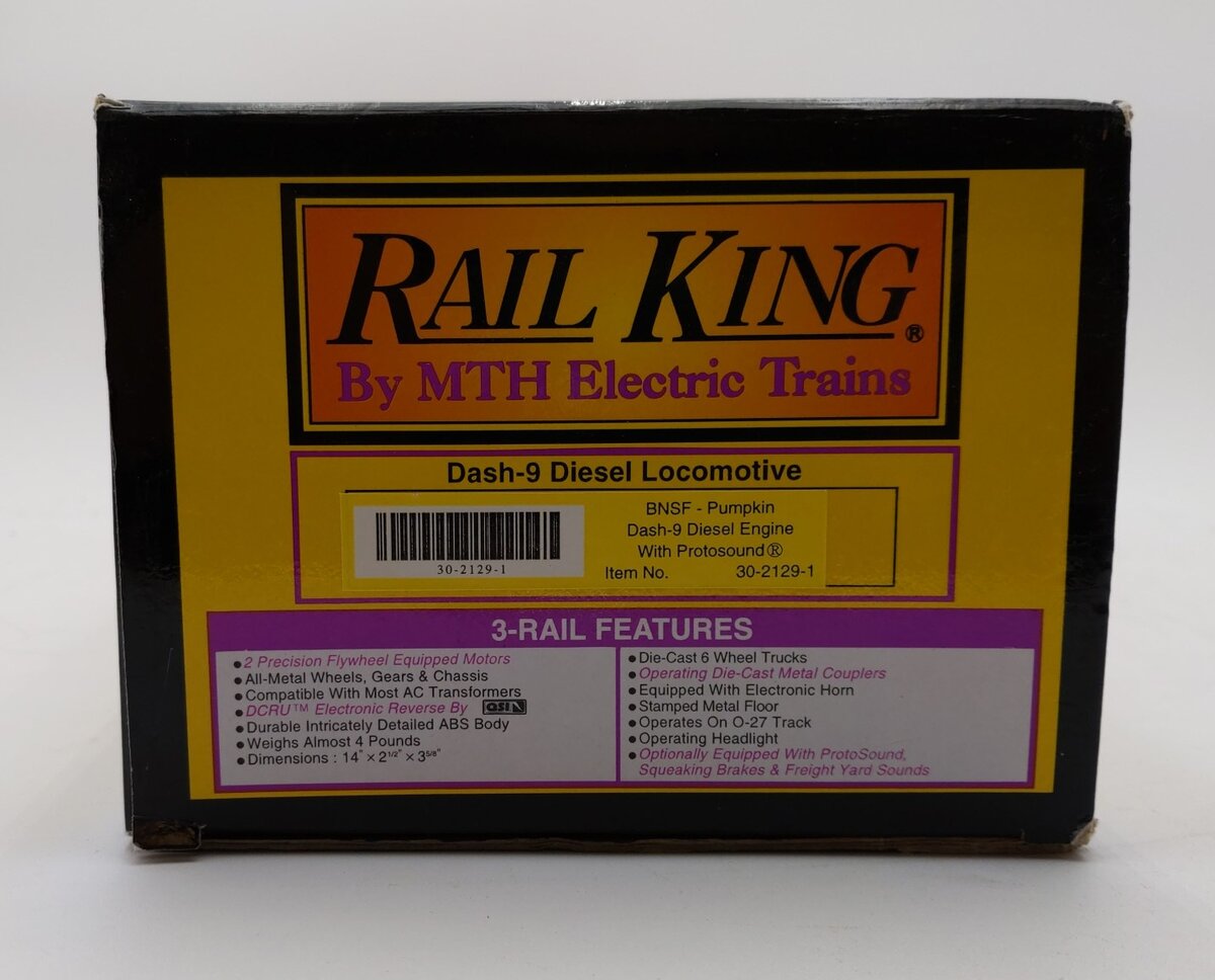 MTH 30-2129-1 O BNSF Pumpkin Dash-9 Diesel Engine w/PS1 #740 EX/Box
