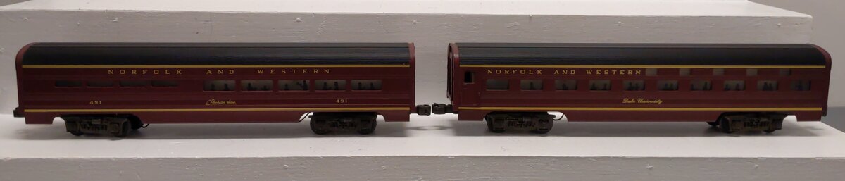 MTH 20-6114 O Gauge N&W 60' Aluminum Sleeper/Diner 2-Car Set (3-Rail) NIB