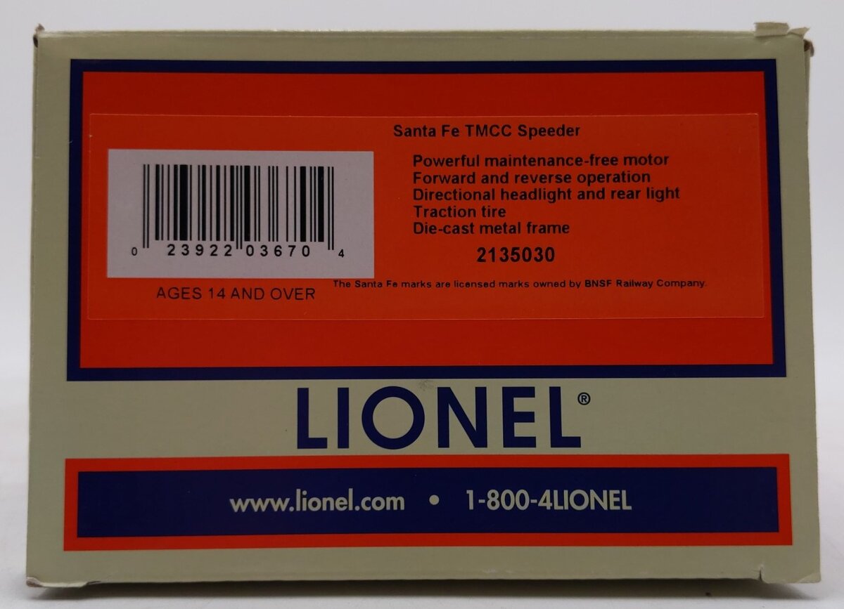 Lionel 2135030 O Santa Fe TMCC Speeder