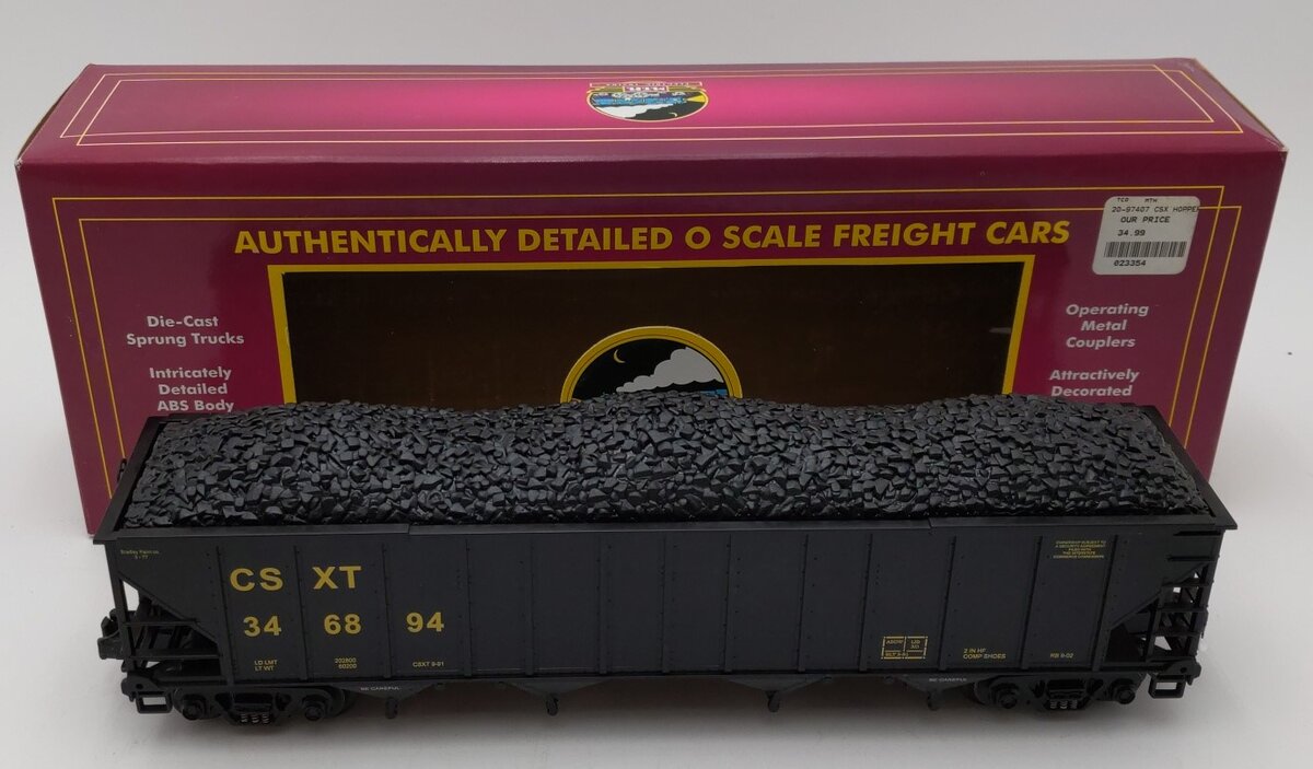 MTH 20-97407 O CSX 4-Bay Hopper Car w/ Coal Load #346894 LN/Box