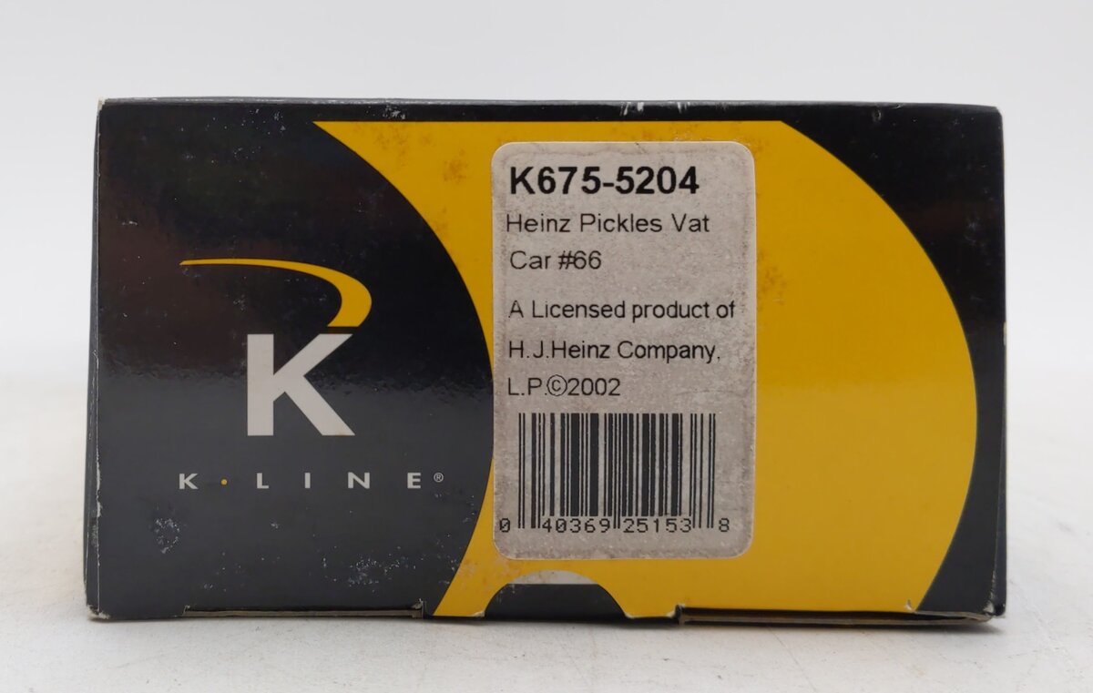K-Line K675-5204 O Heinz Pickles Vat Car #66 LN/Box