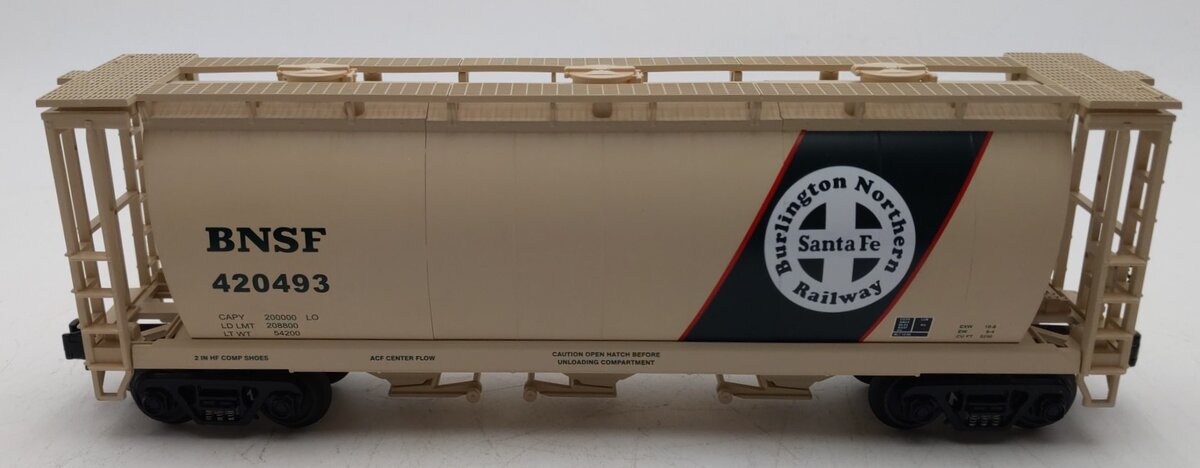 MTH 20-97460 O Gauge BNSF 3-Bay Cylindrical Hopper #420493 NIB