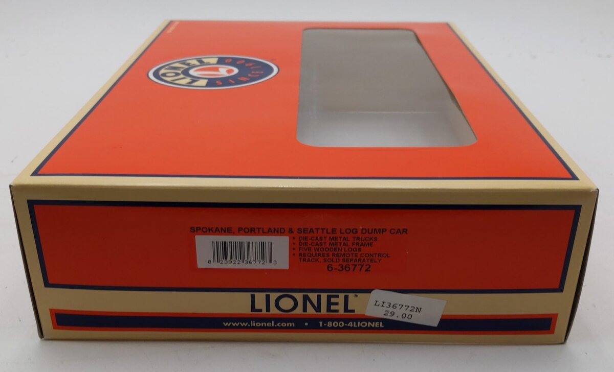Lionel 6-36772 O Gauge SP&S Operating Log Car With Logs LN/Box