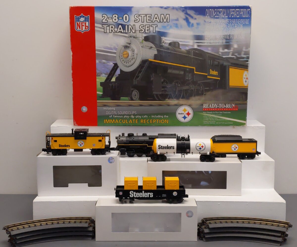 MTH 30-4127-1 Pittsburgh Steelers RailKing 2-8-0 O Gauge Train Set w/PS 2.0 MT/Box