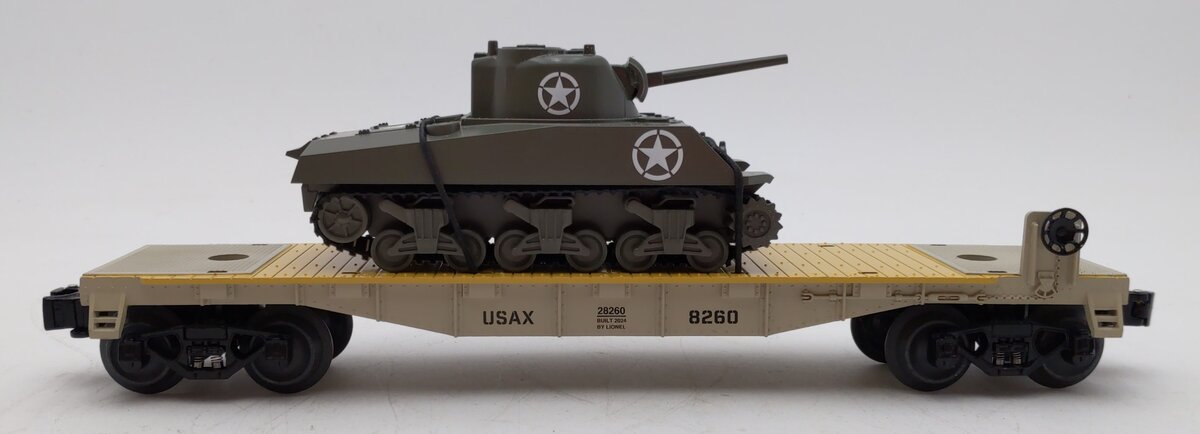 Lionel 2428260 O US Army 3-Rail Flatcar with Tank Load