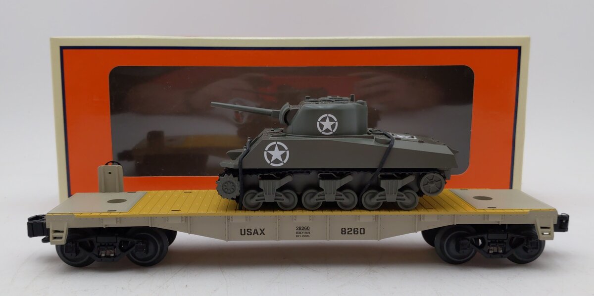 Lionel 2428260 O US Army 3-Rail Flatcar with Tank Load
