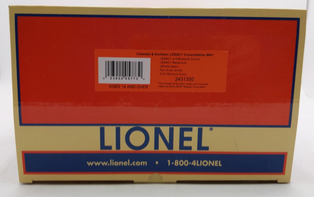 Lionel 2431350 O C&S Legacy Consolidation 2-8-0 Steam Locomotive #641