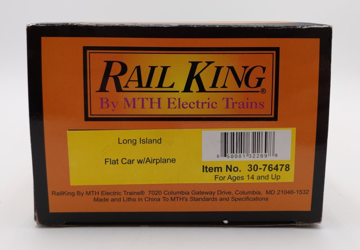 MTH 30-76478 O Gauge Long Island Flatcar w/ Airplane
